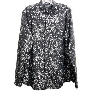 14th & Union Men’s black tan graphic print shirt Long Sleeve Button Front